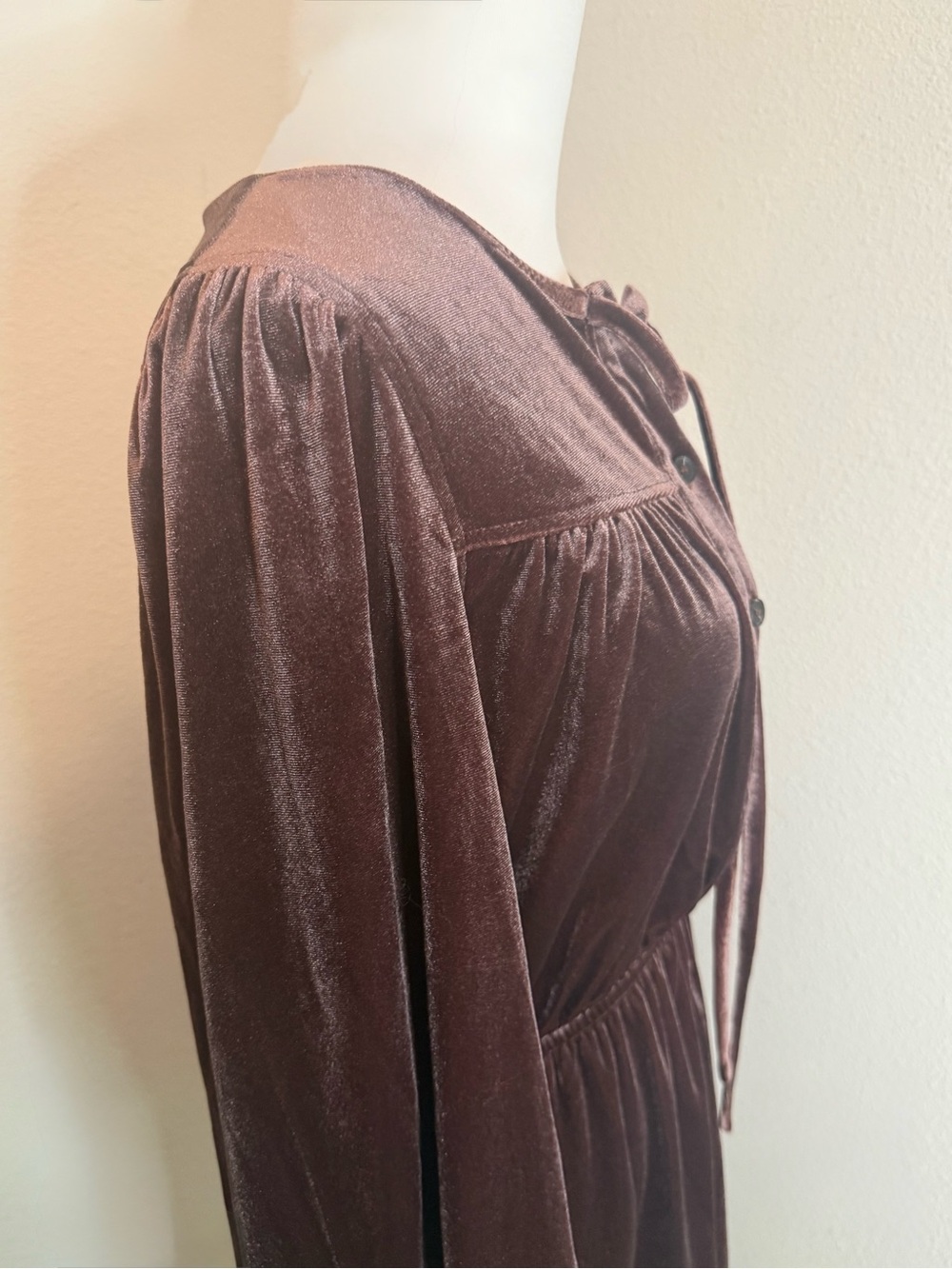 Jade by Jane Velvet Long Sleeve Romper Brown S RARE Factory Sample NWT - Picture 5 of 8
